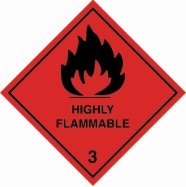 100 x 100mm Highly Flammable